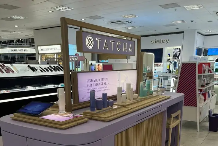 Tatcha beauty products on elegant tabletop